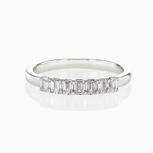 Lab-grown Emerald-cut Diamonds Wedding Band, 14k White Gold